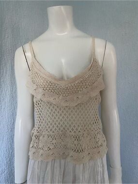 LF Native Rose NEW Cream Crochet Knit Camisole Tank Top Small Medium Boho Evie